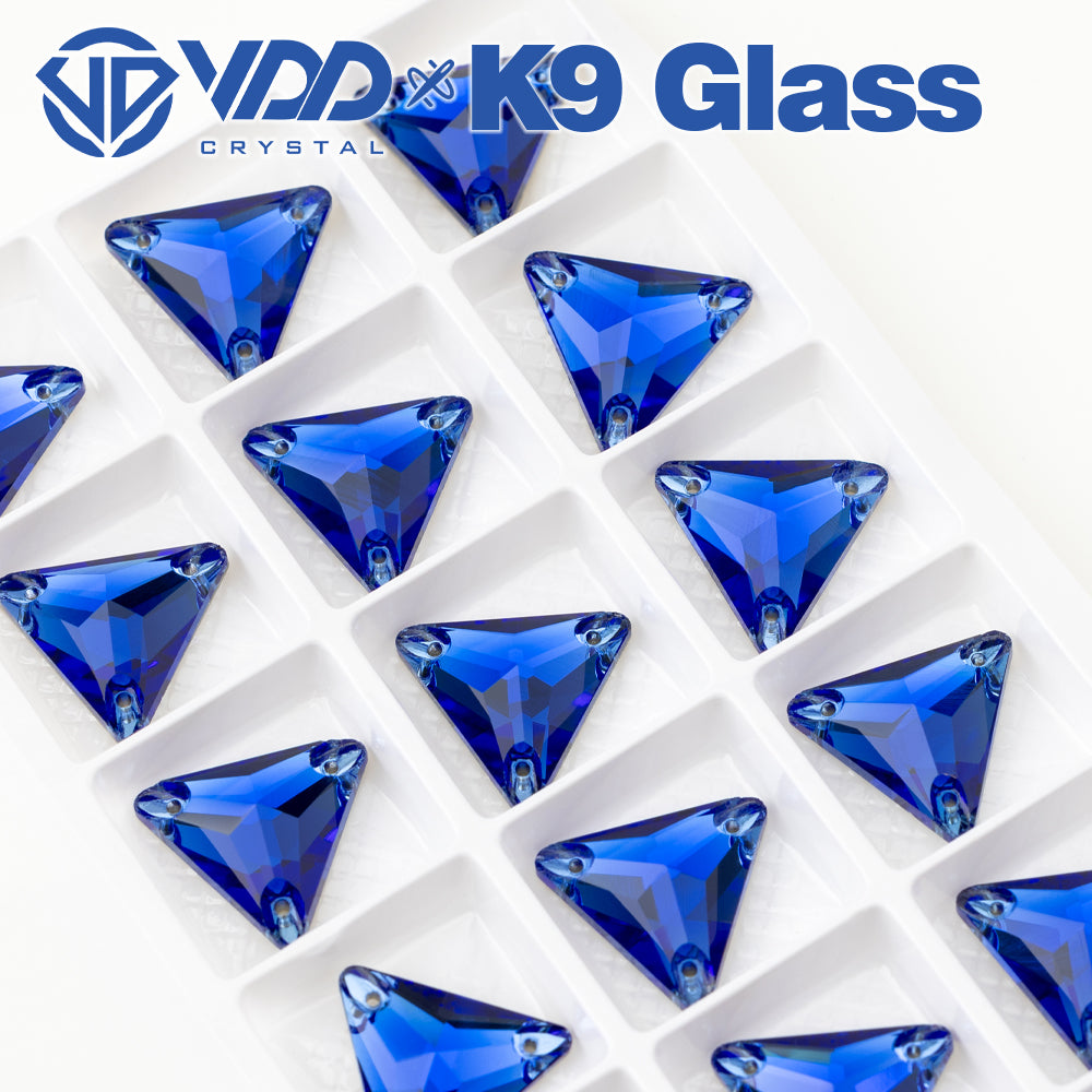 VDD S118 Sapphire Triangle Top Quality K9 Glass Sew on Rhinestones Crystal Flatback Sewing Stones for Clothes Decorations