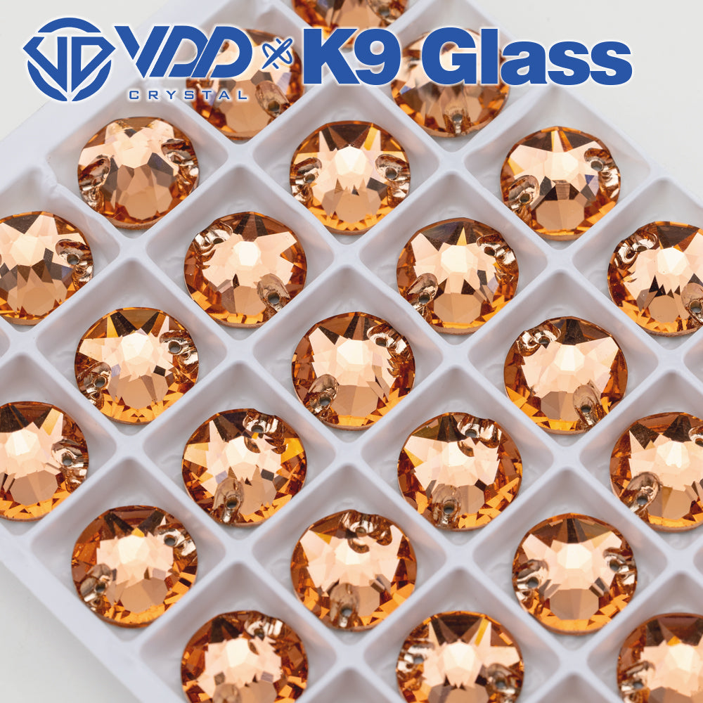 VDD S108 Peach Fuzz 8 Big 8 Small Top Quality K9 Glass Sew on Rhinestones Crystal Flatback Sewing Stones for Clothes Decorations