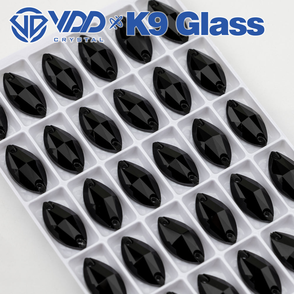VDD S102 Jet  Navette Top Quality K9 Glass Sew on Rhinestones Crystal Flatback Sewing Strass Stones for Garment Decorations
