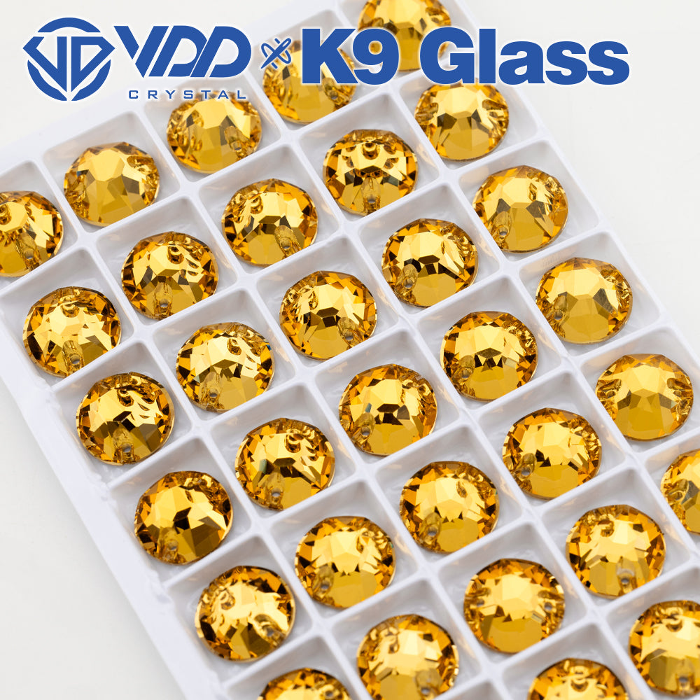 VDD S106 Lt.Co.Topaz 8 Big 8 Small Top Quality K9 Glass Sew on Rhinestones Crystal Flatback Sewing Stones for Clothes Decorations