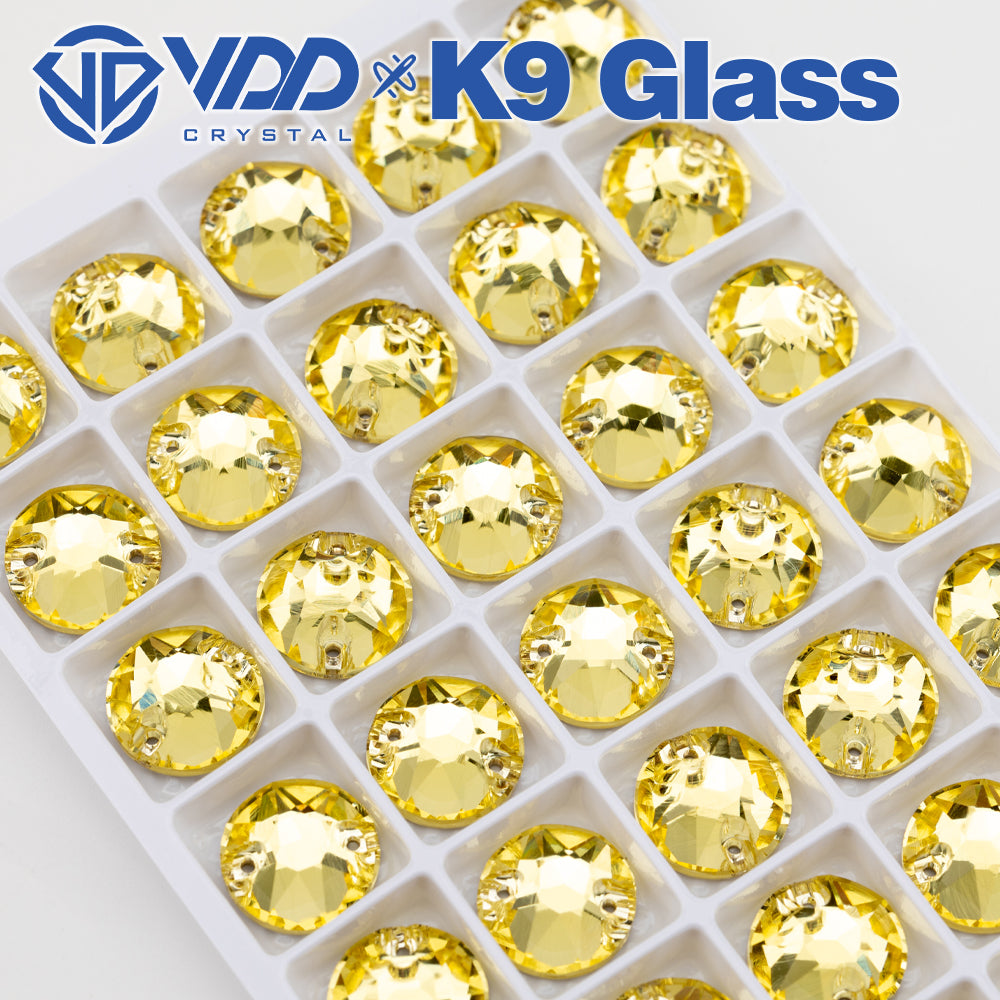 VDD S104 Jonquil 8 Big 8 Small Top Quality K9 Glass Sew on Rhinestones Crystal Flatback Sewing Stones for Clothes Decorations