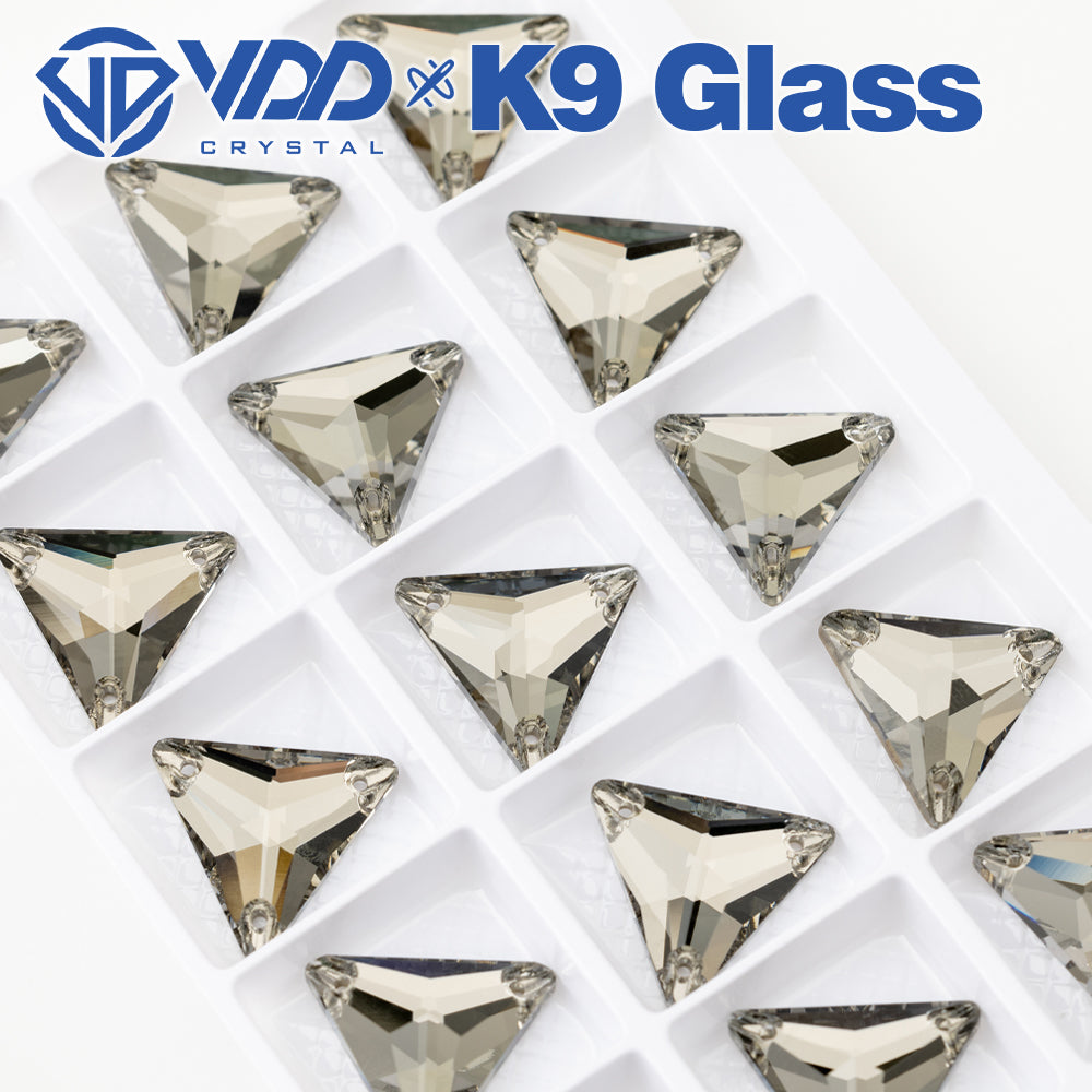 VDD S103 Black Diamond Triangle Top Quality K9 Glass Sew on Rhinestones Crystal Flatback Sewing Stones for Clothes Decorations