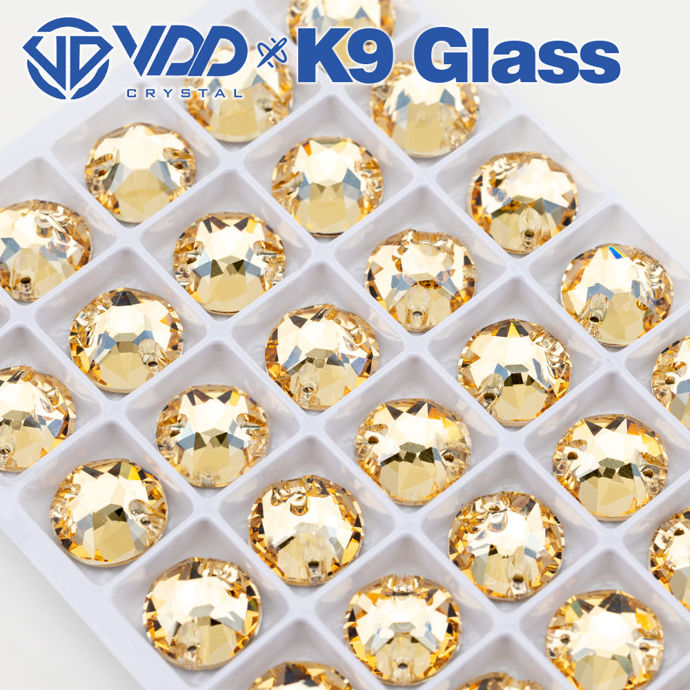 VDD S257 Golden Shadow 8 Big 8 Small Top Quality K9 Glass Sew on Rhinestones Crystal Flatback Sewing Stones for Clothes Decorations
