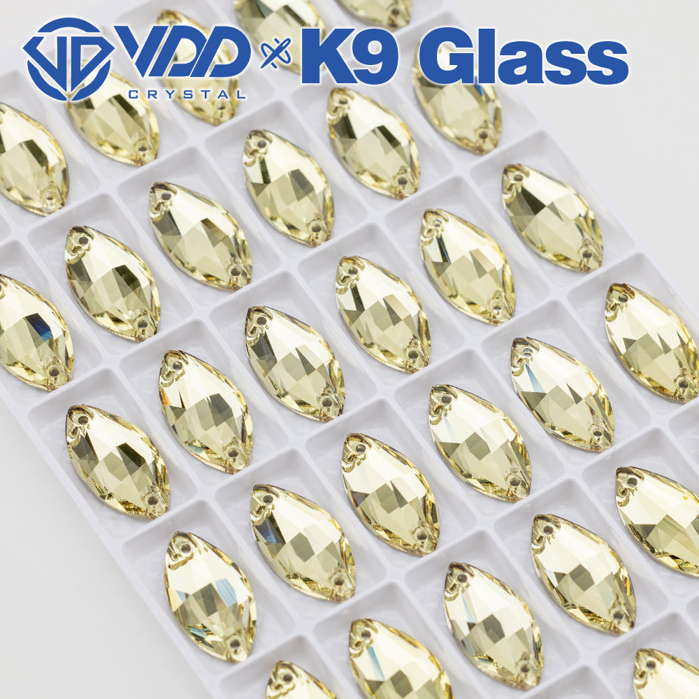 VDD S104 Jonquil Navette Top Quality K9 Glass Sew on Rhinestones Crystal Flatback Sewing Strass Stones for Garment Decorations