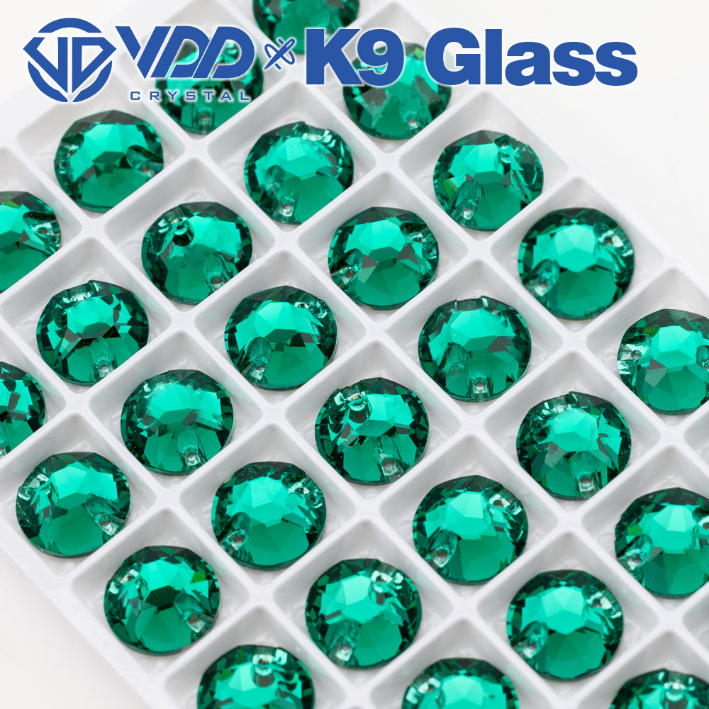 VDD S114 Green Zircon 8 Big 8 Small Top Quality K9 Glass Sew on Rhinestones Crystal Flatback Sewing Stones for Clothes Decorations