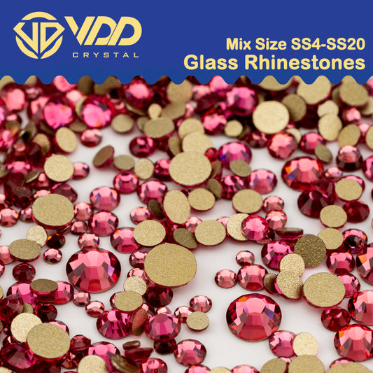VDD 041 Rose Mix Size SS4-SS20 Clear Crystal Rhinestones Non-hotfix Gold Flatback Glitter Stones Nail Art Crafts DIY Decorations