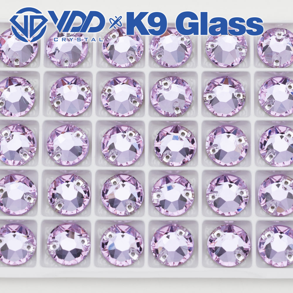 VDD S122 Violet 8 Big 8 Small Top Quality K9 Glass Sew on Rhinestones Crystal Flatback Sewing Stones for Clothes Decorations