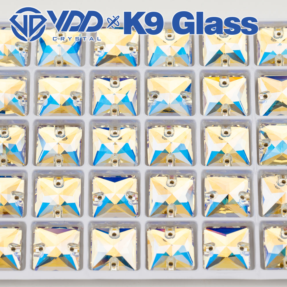 VDD S256 Moonlight  Square Top Quality K9 Glass Sew on Rhinestones Crystal Flatback Sewing Stones for Clothes Decorations