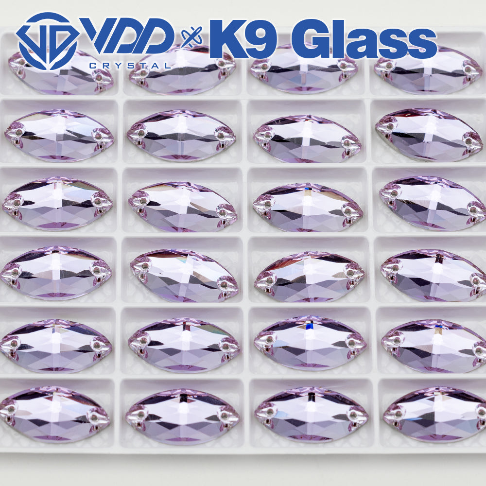 VDD S122 Violet Navette Top Quality K9 Glass Sew on Rhinestones Crystal Flatback Sewing Strass Stones for Garment Decorations