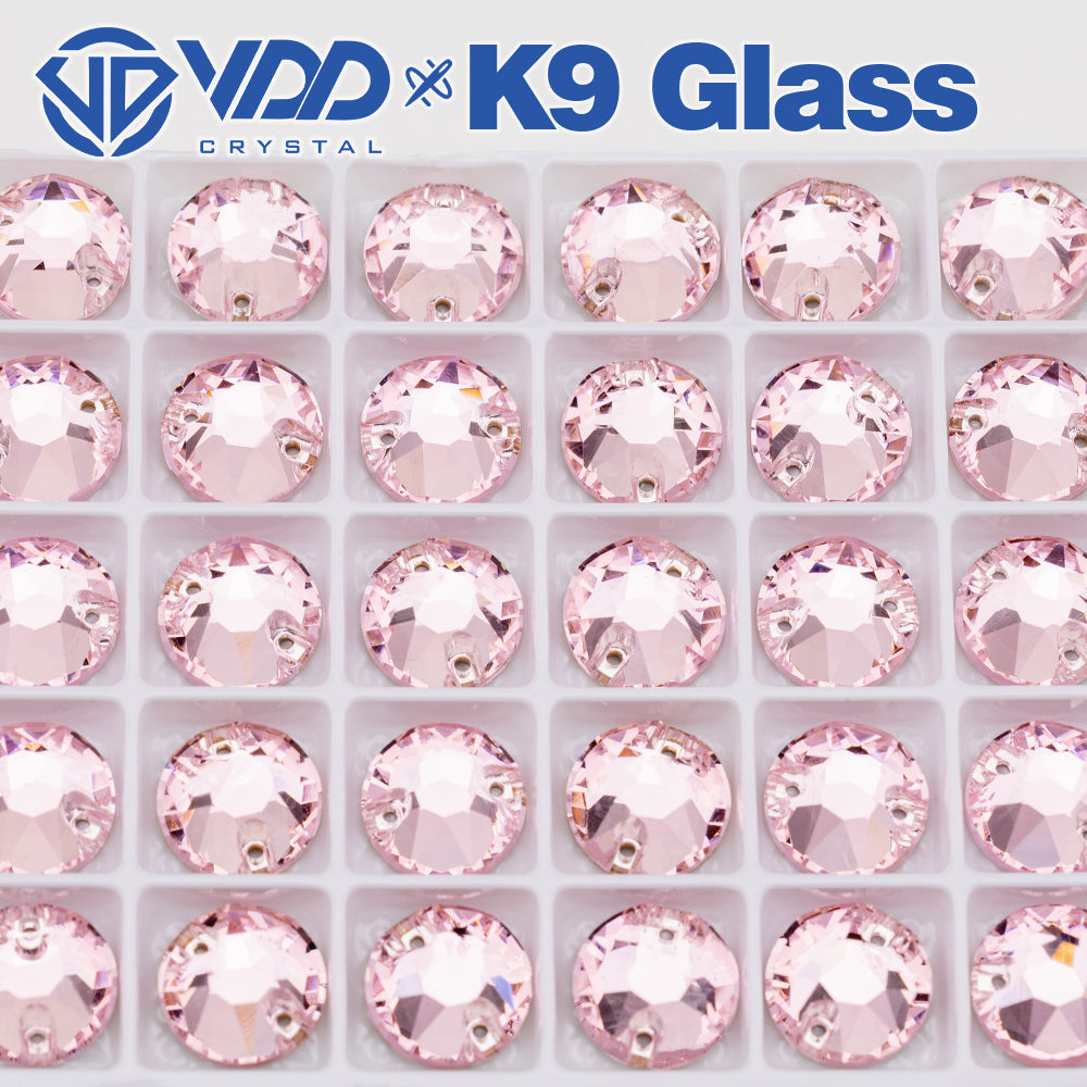 VDD S121 Light Rose 8 Big 8 Small Top Quality K9 Glass Sew on Rhinestones Crystal Flatback Sewing Stones for Clothes Decorations