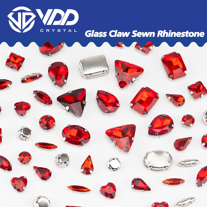 VDD Siam  Multi Shape Mix Size Glass Sew on Rhinestones Crystal Flatback Stones For DIY Shoes Accessories
