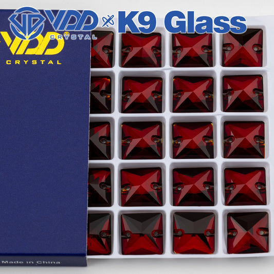 VDD S110 Garnet Square Top Quality K9 Glass Sew on Rhinestones Crystal Flatback Sewing Stones for Clothes Decorations