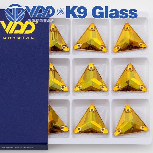 VDD S258 Sunshine Triangle Top Quality K9 Glass Sew on Rhinestones Crystal Flatback Sewing Stones for Clothes Decorations