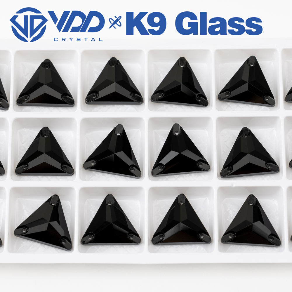 VDD S102 Jet Triangle Top Quality K9 Glass Sew on Rhinestones Crystal Flatback Sewing Stones for Clothes Decorations
