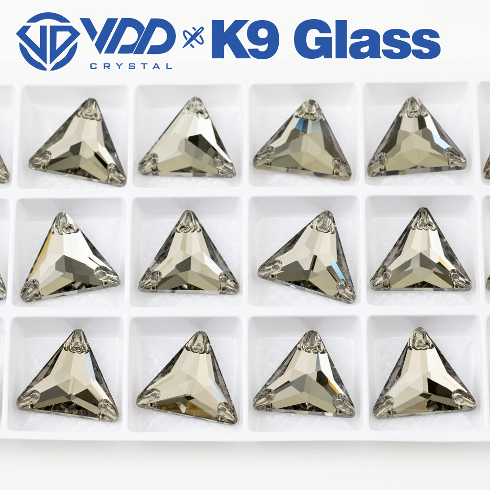 VDD S103 Black Diamond Triangle Top Quality K9 Glass Sew on Rhinestones Crystal Flatback Sewing Stones for Clothes Decorations