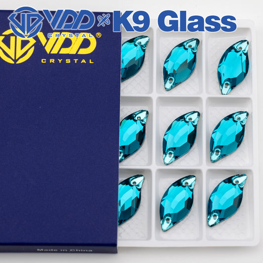 VDD S115 Indicolite Leaf Top Quality K9 Glass Sew on Rhinestones Crystal Flatback Sewing Stones for Clothes Decorations