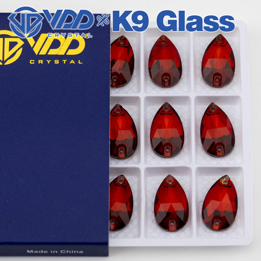 VDD S110 Garnet Pear Top Quality K9 Glass Sew on Rhinestones Crystal Flatback Sewing Strass Stones for DIY Garment Decorations