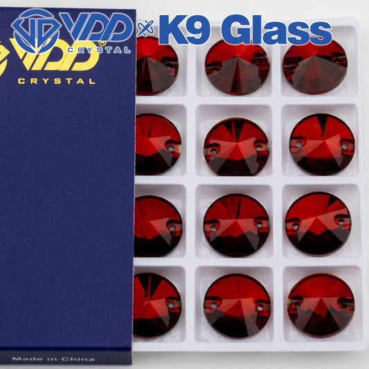 VDD Rivoli S110 Garnet Top Quality K9 Glass Sew on Rhinestones Crystal Flatback Sewing Strass Stones for Garment Wedding Dress