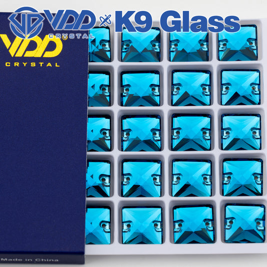 VDD S115 Indicolite Square Top Quality K9 Glass Sew on Rhinestones Crystal Flatback Sewing Stones for Clothes Decorations