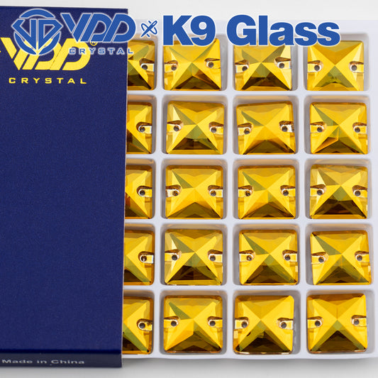 VDD S258 Sunshine Square Top Quality K9 Glass Sew on Rhinestones Crystal Flatback Sewing Stones for Clothes Decorations