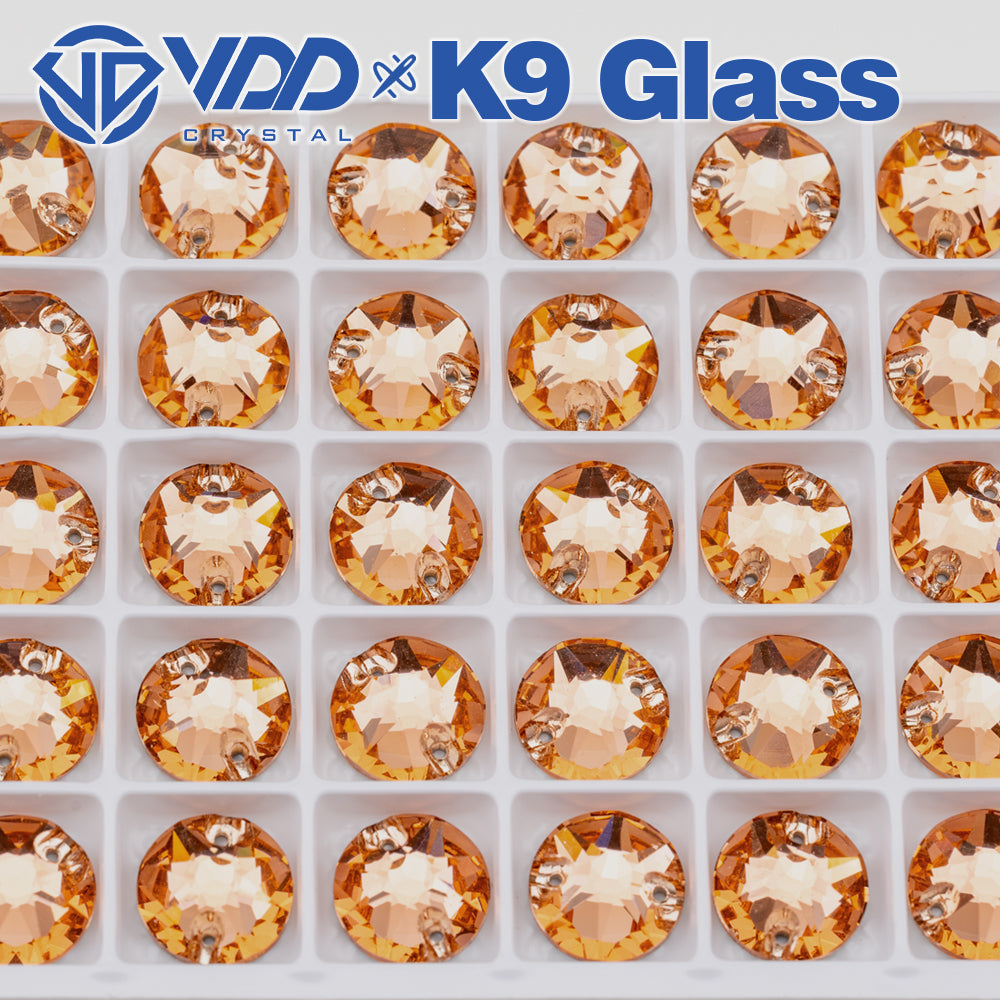 VDD S108 Peach Fuzz 8 Big 8 Small Top Quality K9 Glass Sew on Rhinestones Crystal Flatback Sewing Stones for Clothes Decorations
