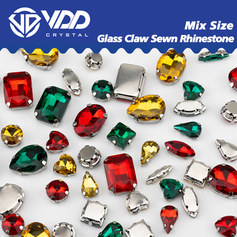VDD Christmas Color Multi Shape K9 Glass Sew On Rhinestones High Quality AAAAA Crystal Flatback Sewing Strass Stones
