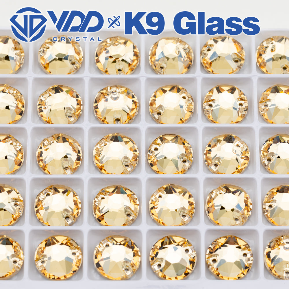 VDD S257 Golden Shadow 8 Big 8 Small Top Quality K9 Glass Sew on Rhinestones Crystal Flatback Sewing Stones for Clothes Decorations