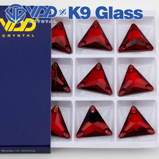 VDD S110 Garnet Triangle Top Quality K9 Glass Sew on Rhinestones Crystal Flatback Sewing Stones for Clothes Decorations