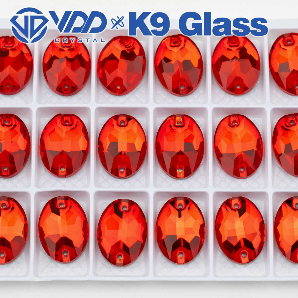 VDD S109 Siam Oval Top Quality K9 Glass Sew on Rhinestones Crystal Flatback Sewing Stones for Clothes Decorations