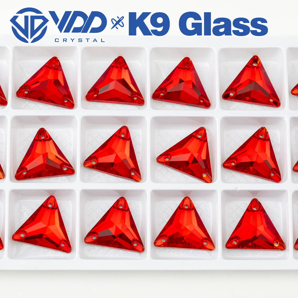 VDD S109 Siam Triangle Top Quality K9 Glass Sew on Rhinestones Crystal Flatback Sewing Stones for Clothes Decorations