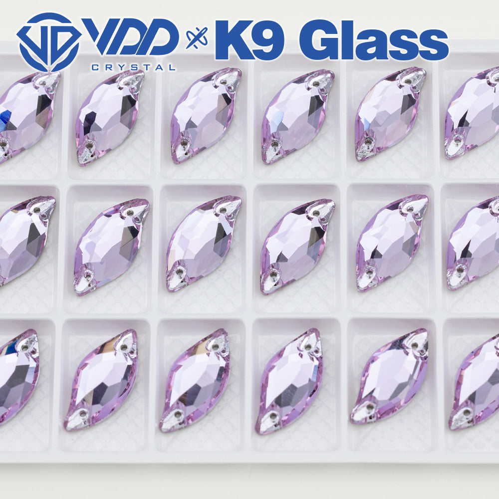 VDD S122 Violet Leaf Top Quality K9 Glass Sew on Rhinestones Crystal Flatback Sewing Stones for Clothes Decorations