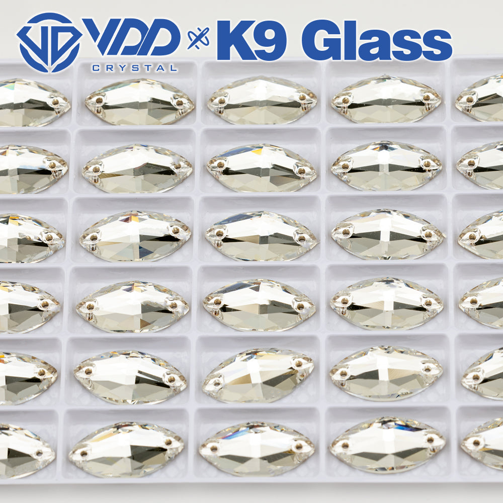 VDD S101 Crystal Navette Top Quality K9 Glass Sew on Rhinestones Crystal Flatback Sewing Strass Stones for Garment Decorations