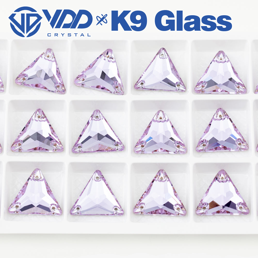 VDD S122 Violet Triangle Top Quality K9 Glass Sew on Rhinestones Crystal Flatback Sewing Stones for Clothes Decorations