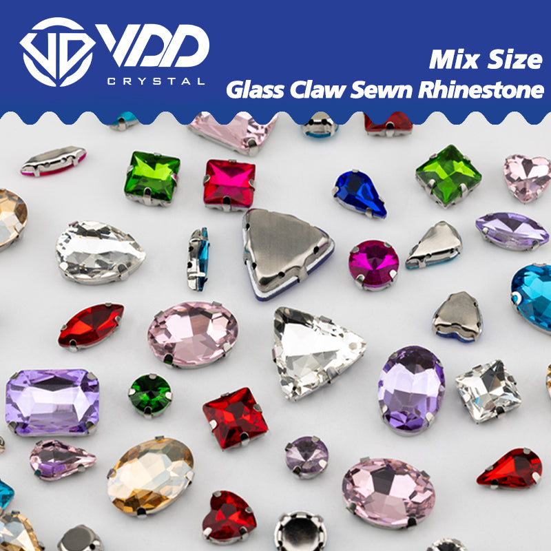 VDD  Lt. Mix Color Multi Shape  K9 Glass Sew On Rhinestones High Quality AAAAA Crystal Flatback Sewing Strass Stones