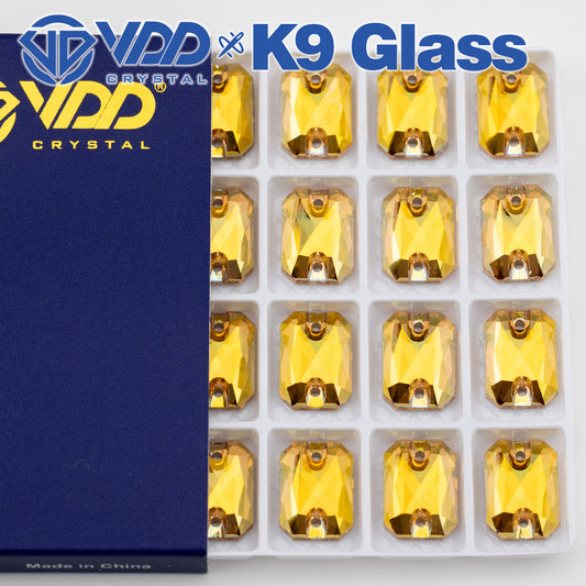 VDD S258 Sunshine Emerald Cut  Top Quality K9 Glass Sew on Rhinestones Crystal Flatback Sewing Stones for Clothes Decorations