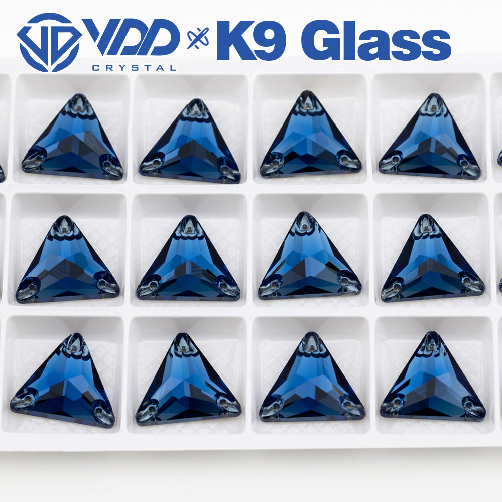 VDD S119 Montana Triangle Top Quality K9 Glass Sew on Rhinestones Crystal Flatback Sewing Stones for Clothes Decorations