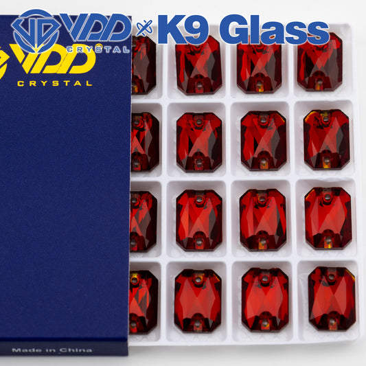 VDD S110 Garnet Emerald Cut  Top Quality K9 Glass Sew on Rhinestones Crystal Flatback Sewing Stones for Clothes Decorations
