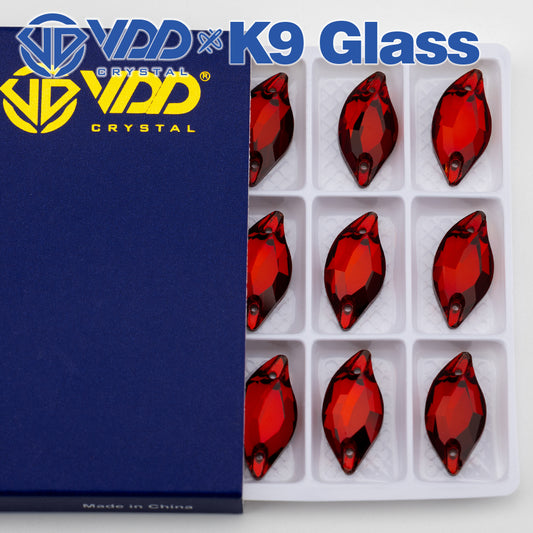 VDD S110 Garnet Leaf Top Quality K9 Glass Sew on Rhinestones Crystal Flatback Sewing Stones for Clothes Decorations