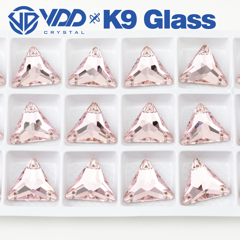 VDD S121 Light Rose Triangle Top Quality K9 Glass Sew on Rhinestones Crystal Flatback Sewing Stones for Clothes Decorations