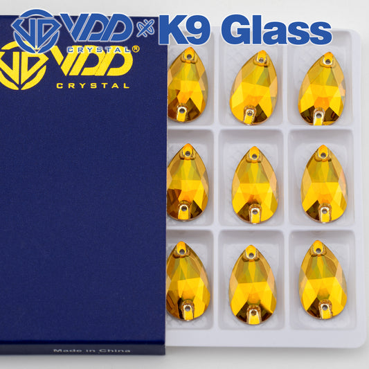 VDD S258 Sunshine Pear Top Quality K9 Glass Sew on Rhinestones Crystal Flatback Sewing Strass Stones for DIY Garment Decorations