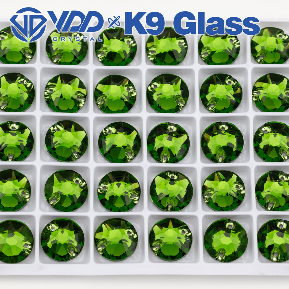 VDD S113 Fern Green 8 Big 8 Small Top Quality K9 Glass Sew on Rhinestones Crystal Flatback Sewing Stones for Clothes Decorations
