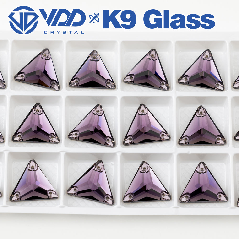 VDD S120 Tanzanite Triangle Top Quality K9 Glass Sew on Rhinestones Crystal Flatback Sewing Stones for Clothes Decorations