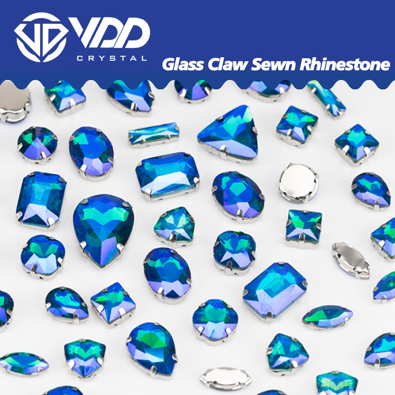 VDD Emerald AB Multi Shape Mix Size Glass Sew on Rhinestones Crystal Flatback Stones For DIY Shoes Accessories