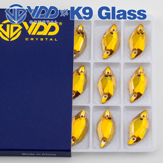 VDD S258 Sunshine Leaf Top Quality K9 Glass Sew on Rhinestones Crystal Flatback Sewing Stones for Clothes Decorations