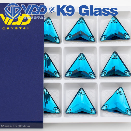 VDD S115 Indicolite  Triangle Top Quality K9 Glass Sew on Rhinestones Crystal Flatback Sewing Stones for Clothes Decorations