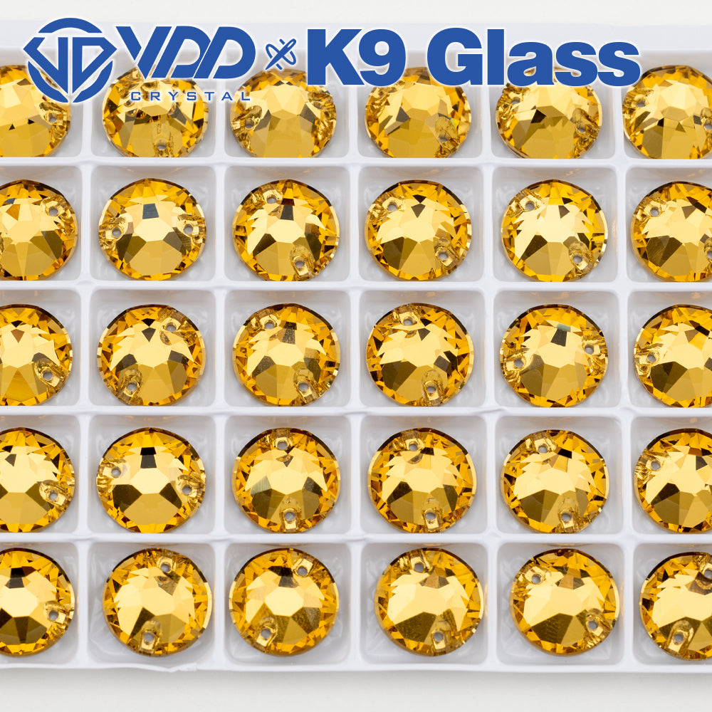 VDD S106 Lt.Co.Topaz 8 Big 8 Small Top Quality K9 Glass Sew on Rhinestones Crystal Flatback Sewing Stones for Clothes Decorations