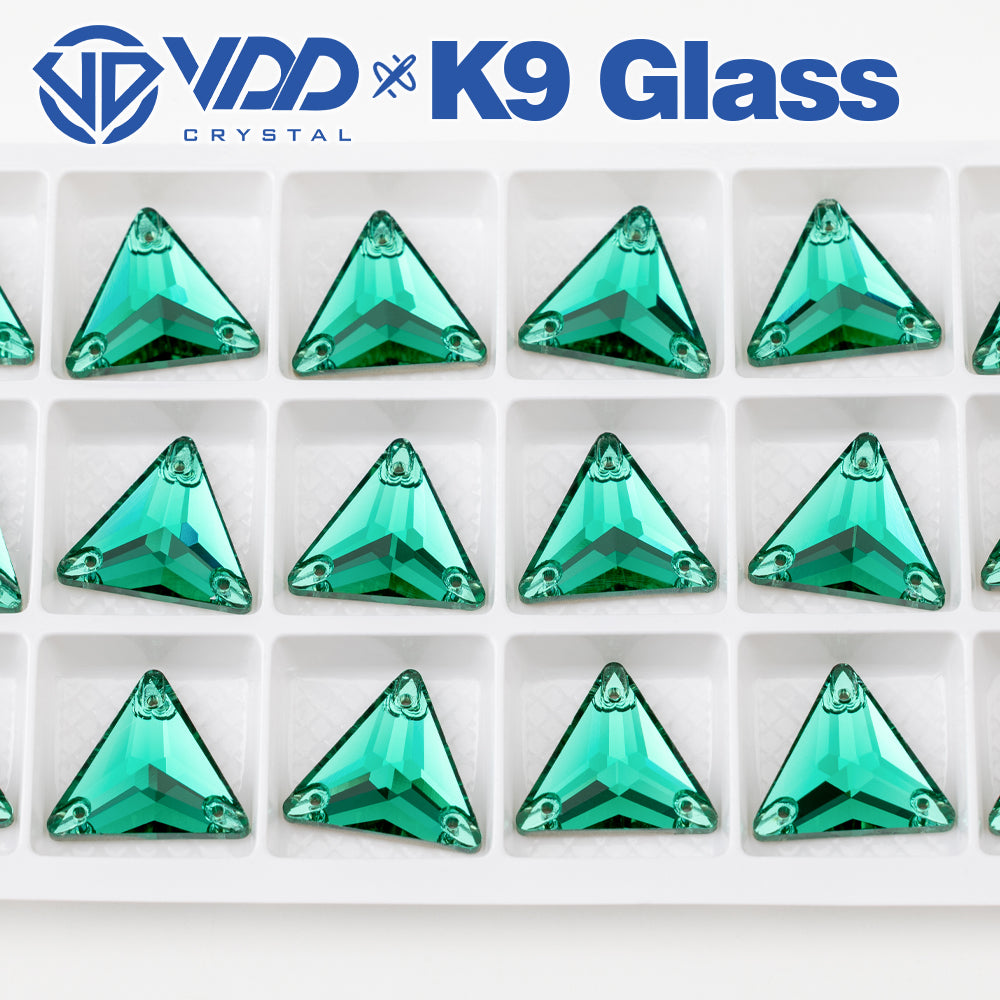 VDD S114 Green Zircon Triangle Top Quality K9 Glass Sew on Rhinestones Crystal Flatback Sewing Stones for Clothes Decorations