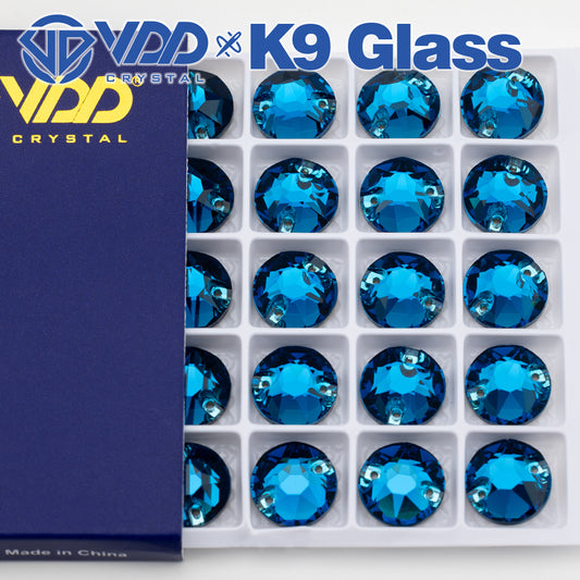 VDD S115 Indicolite 8 Big 8 Small Top Quality K9 Glass Sew on Rhinestones Crystal Flatback Sewing Stones for Clothes Decorations