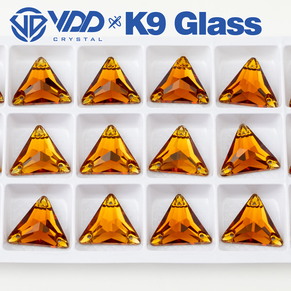 VDD S107 Coffee Triangle Top Quality K9 Glass Sew on Rhinestones Crystal Flatback Sewing Stones for Clothes Decorations