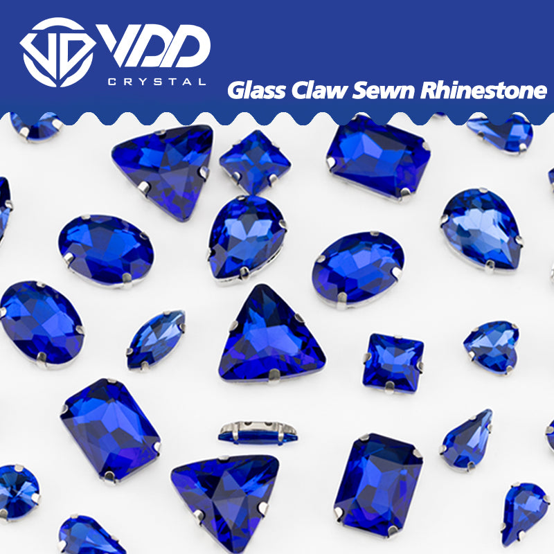 VDD  Sapphire Multi Shape Mix Size Glass Sew on Rhinestones Crystal Flatback Stones For DIY Shoes Accessories